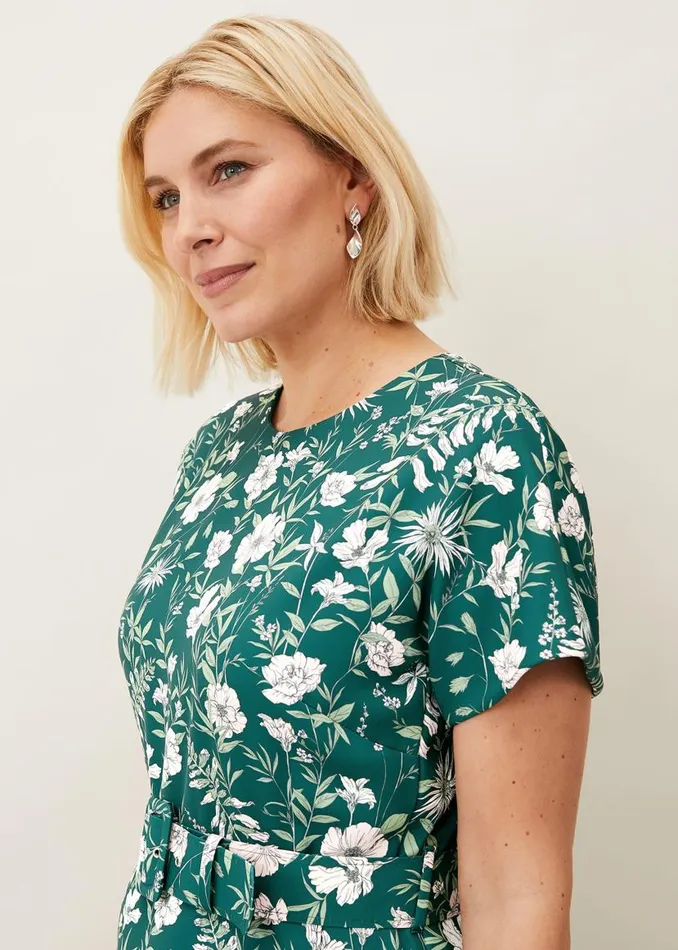 Phase Eight Dresses Dee Floral Frill Dress Bottle Green 8211 Women