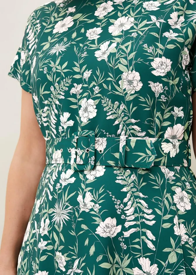 Phase Eight Dresses Dee Floral Frill Dress Bottle Green 8211 Women