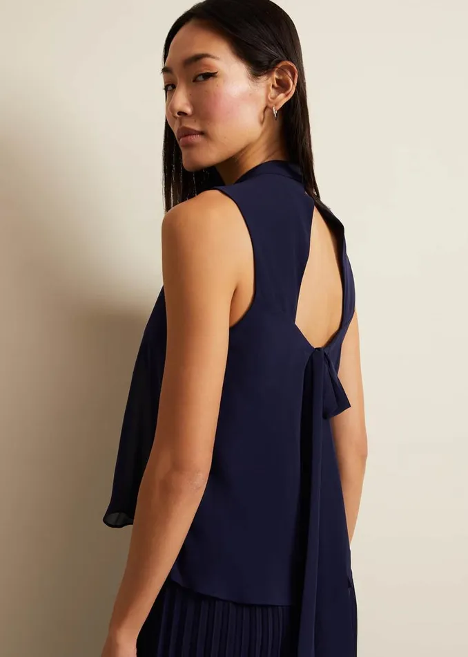 Phase Eight Dresses Eden Navy Pleated Jumpsuit Navy 8211 Women