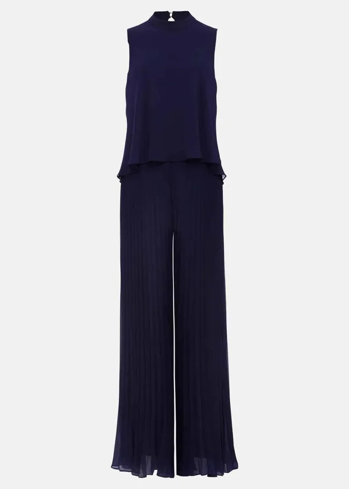 Phase Eight Dresses Eden Navy Pleated Jumpsuit Navy 8211 Women