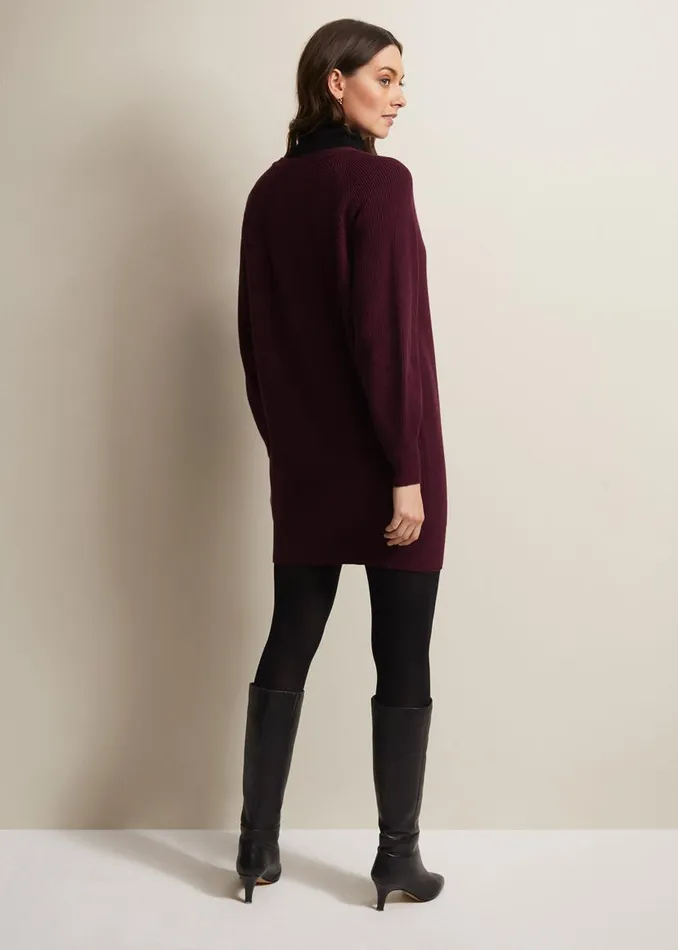 Phase Eight Dresses Eliana Chunky Knitted Mini Dress Wine 8211 Women