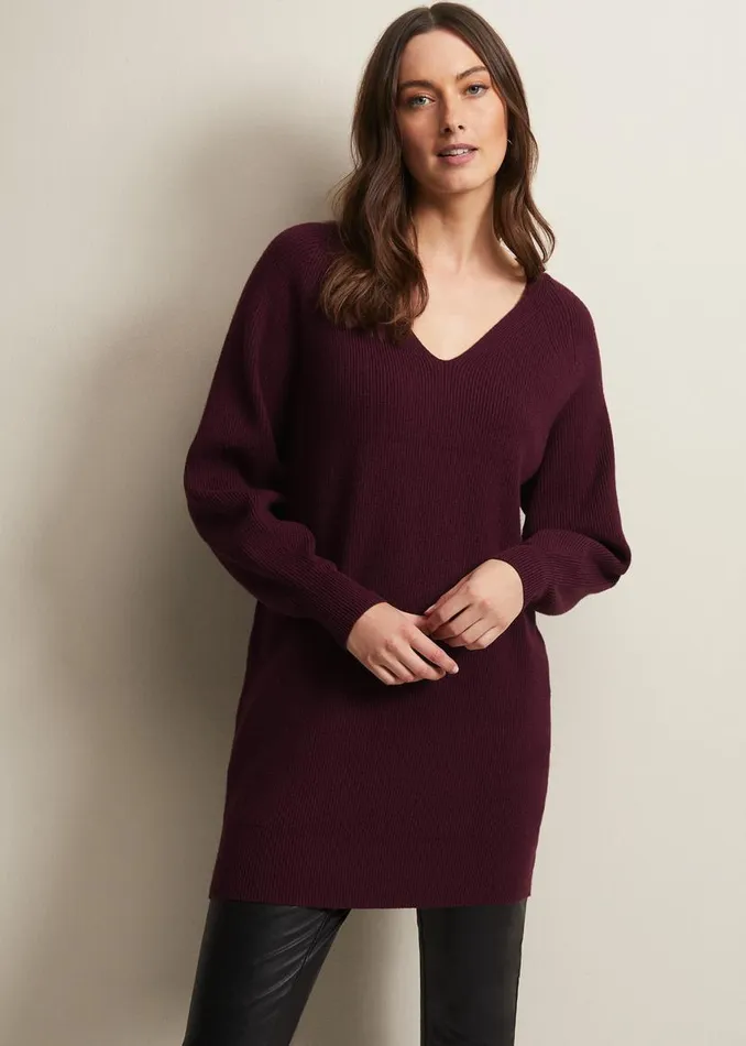 Phase Eight Dresses Eliana Chunky Knitted Mini Dress Wine 8211 Women