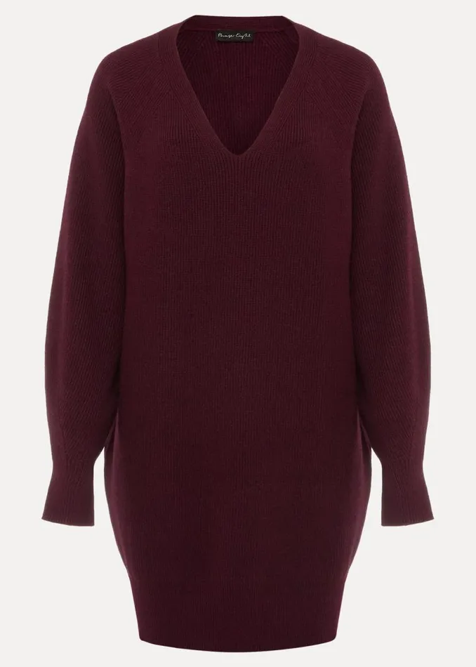 Phase Eight Dresses Eliana Chunky Knitted Mini Dress Wine 8211 Women