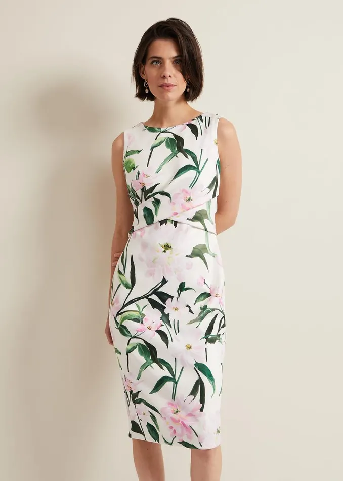 Phase Eight Dresses Elsa Floral Scuba Midi Dress Multicoloured 8211 Women