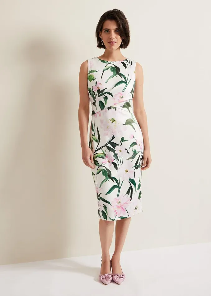 Phase Eight Dresses Elsa Floral Scuba Midi Dress Multicoloured 8211 Women