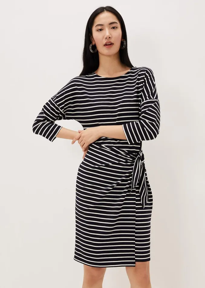 Phase Eight Dresses Emerson Stripe Tie Side Dress Navyivory 8211 Women