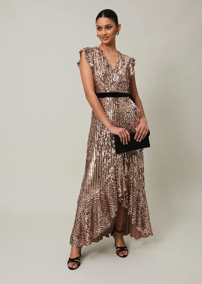 Phase Eight Dresses Enja Sequin Maxi Dress Rose Gold 8211 Women