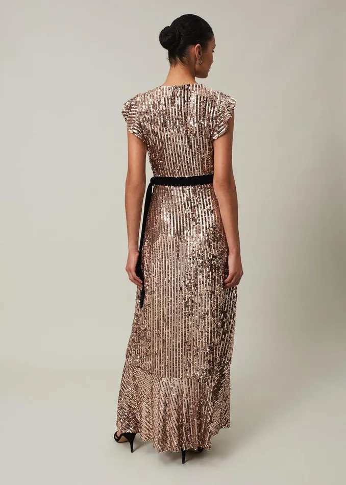 Phase Eight Dresses Enja Sequin Maxi Dress Rose Gold 8211 Women