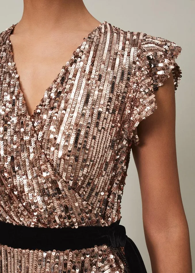 Phase Eight Dresses Enja Sequin Maxi Dress Rose Gold 8211 Women