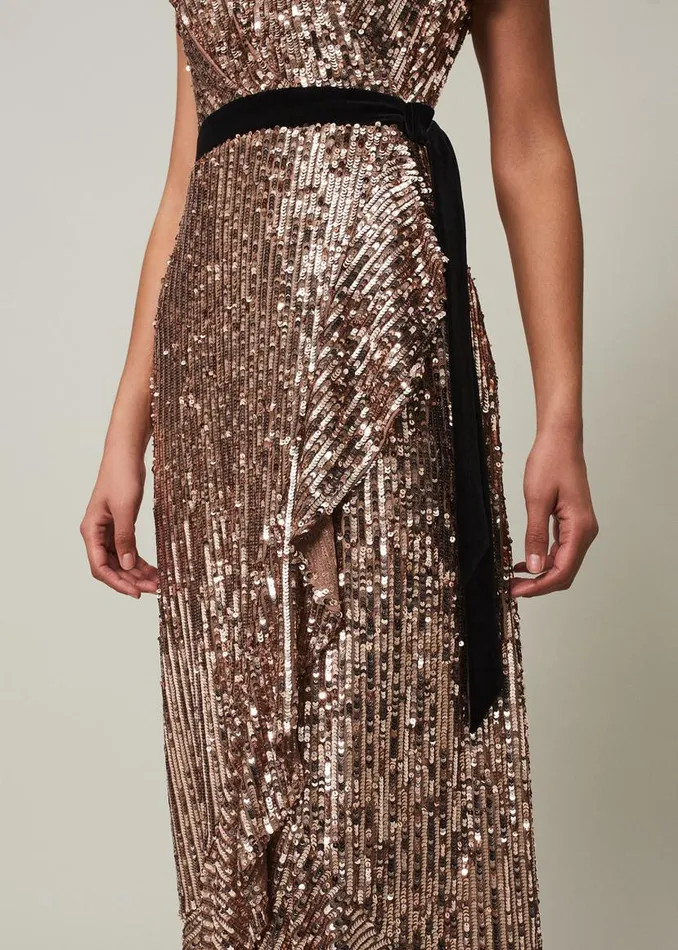 Phase Eight Dresses Enja Sequin Maxi Dress Rose Gold 8211 Women