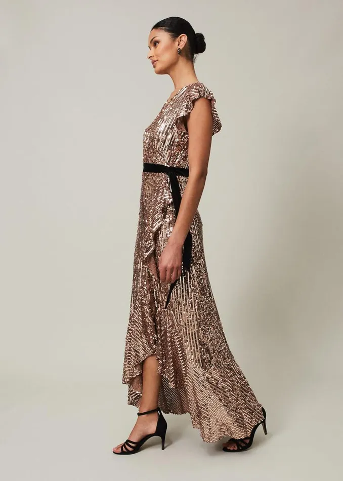 Phase Eight Dresses Enja Sequin Maxi Dress Rose Gold 8211 Women