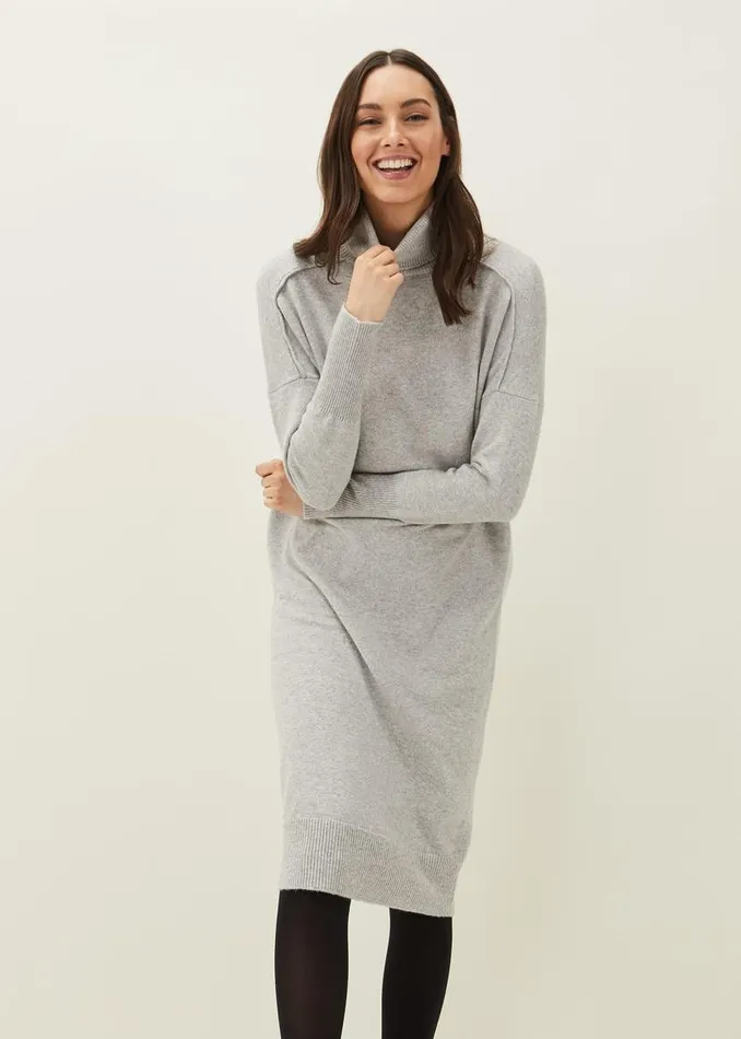 Phase Eight Dresses Eveleen Midi Knit Dress Pale Grey 8211 Women