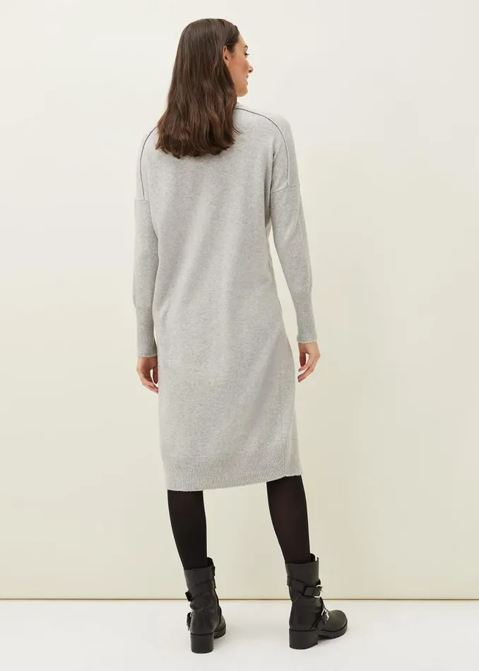 Phase Eight Dresses Eveleen Midi Knit Dress Pale Grey 8211 Women