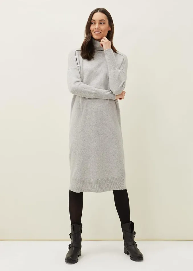 Phase Eight Dresses Eveleen Midi Knit Dress Pale Grey 8211 Women