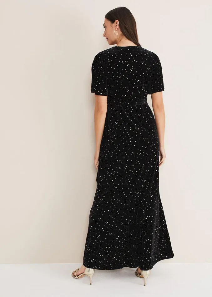 Phase Eight Dresses Holly Velvet Star Wrap Maxi Dress Black 8211 Women
