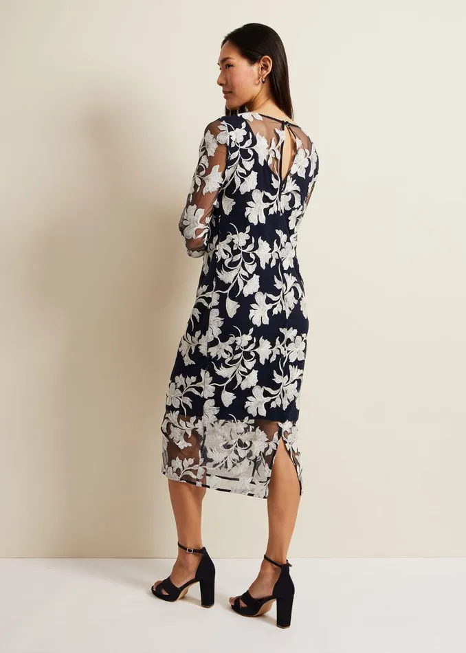 Phase Eight Dresses Irina Floral Mesh Midi Dress Multicoloured 8211 Women