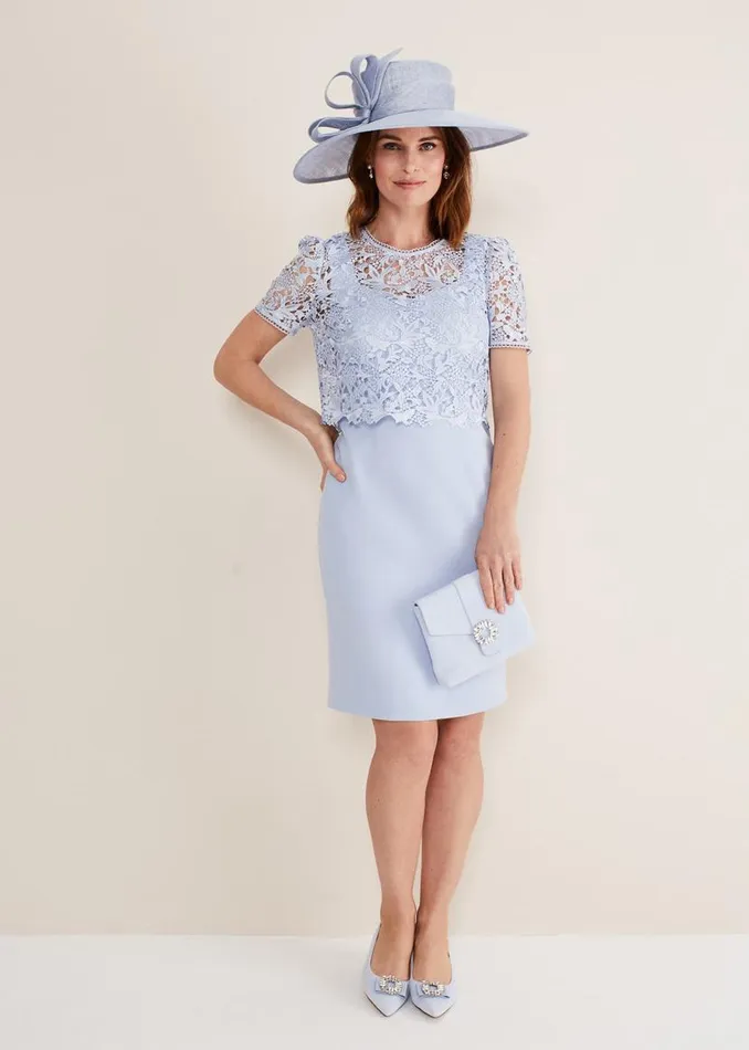 Phase Eight Dresses Isabella Lace Midi Dress Light Cornflower 8211 Women