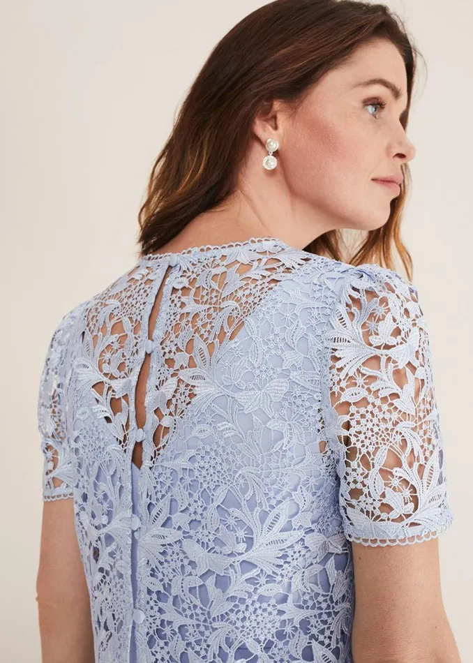 Phase Eight Dresses Isabella Lace Midi Dress Light Cornflower 8211 Women