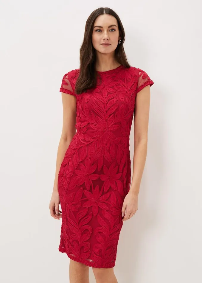 Phase Eight Dresses Isobel Tapework Midi Dress Lipstick 8211 Women