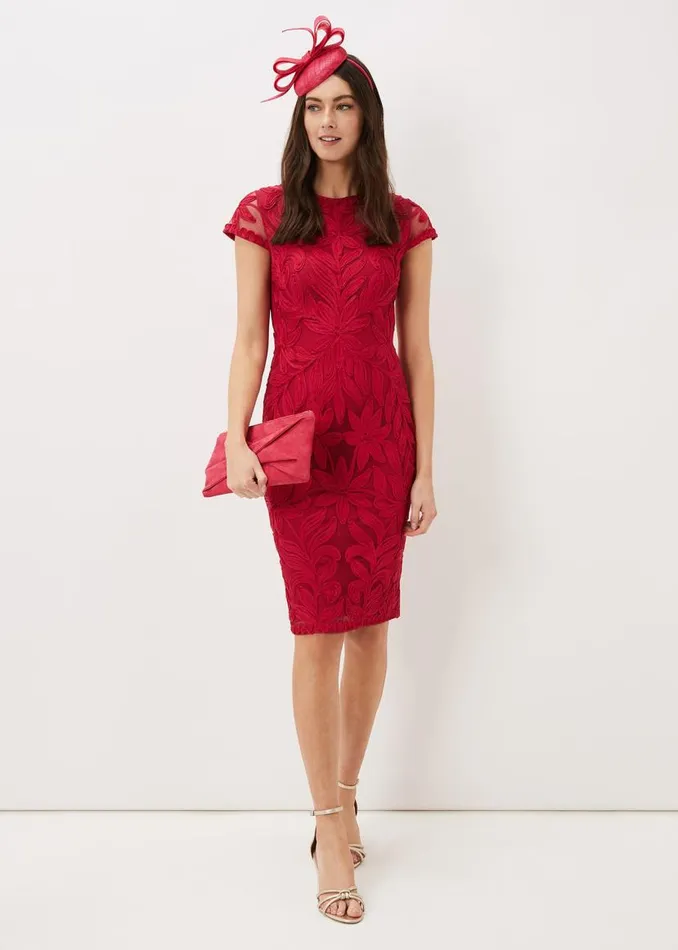 Phase Eight Dresses Isobel Tapework Midi Dress Lipstick 8211 Women