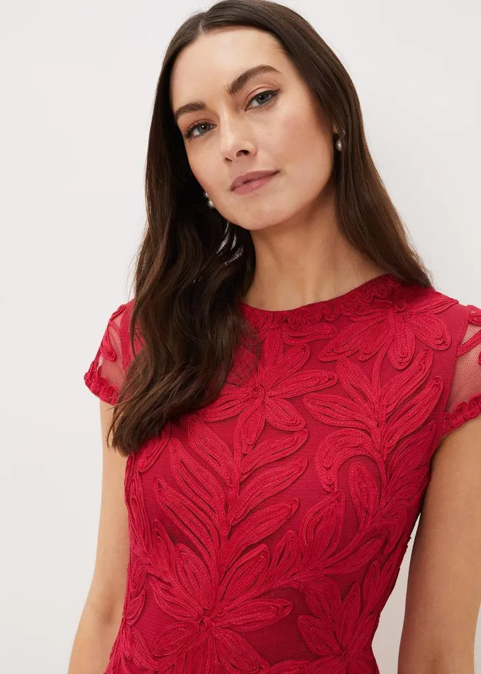 Phase Eight Dresses Isobel Tapework Midi Dress Lipstick 8211 Women
