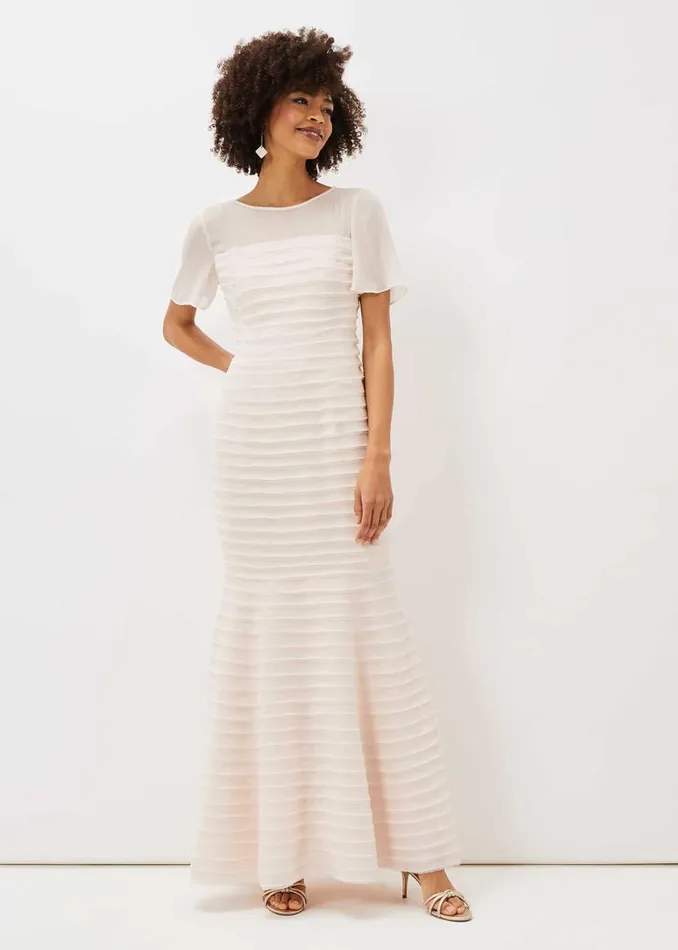 Phase Eight Dresses Ivanka Layered Fishtail Dress Cameo 8211 Women