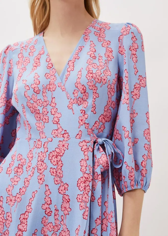 Phase Eight Dresses Jean Floral Wrap Midi Dress Powder Blue 8211 Women
