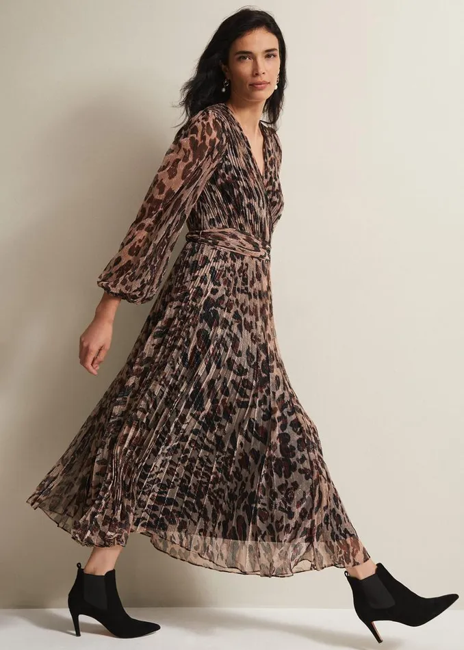 Phase Eight Dresses Jovie Leopard Print Plisse Maxi Dress Multicoloured 8211 Women