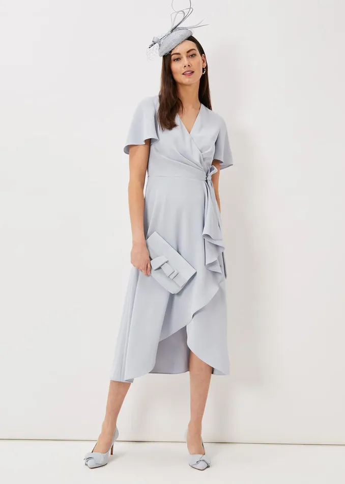 Phase Eight Dresses Julissa Ruffle Wrap Midi Dress Mineral 8211 Women