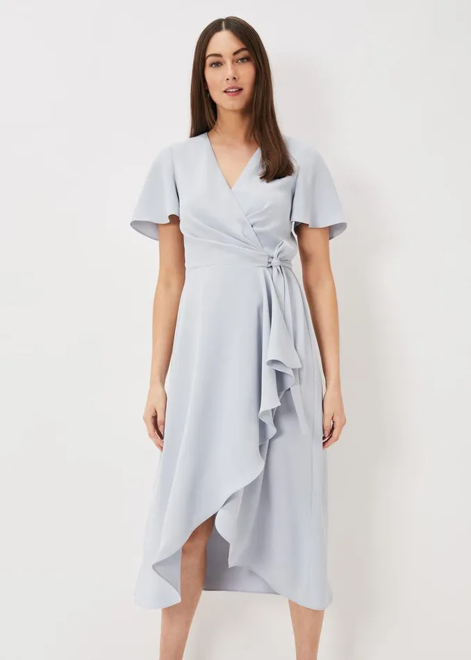 Phase Eight Dresses Julissa Ruffle Wrap Midi Dress Mineral 8211 Women