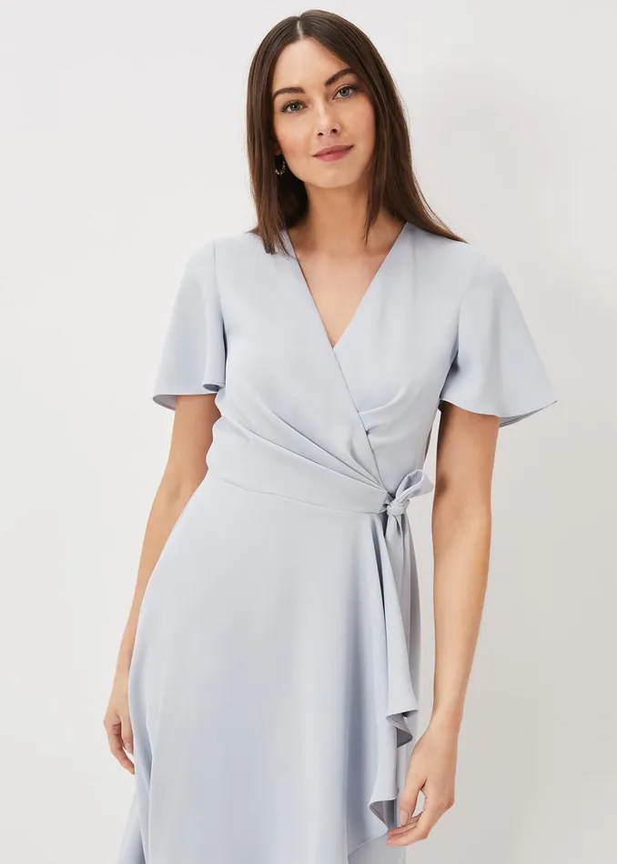 Phase Eight Dresses Julissa Ruffle Wrap Midi Dress Mineral 8211 Women