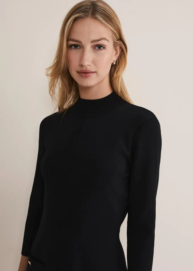 Phase Eight Dresses Kamri Knitted Tunic Dress Black 8211 Women
