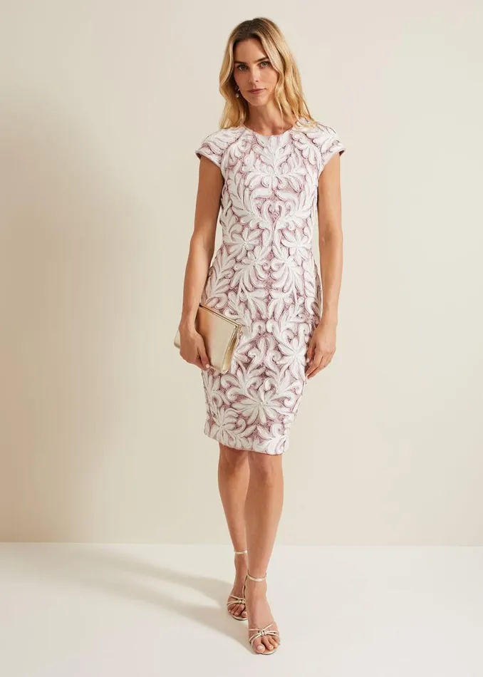 Phase Eight Dresses Karima Tapework Dress Pale Pink 8211 Women