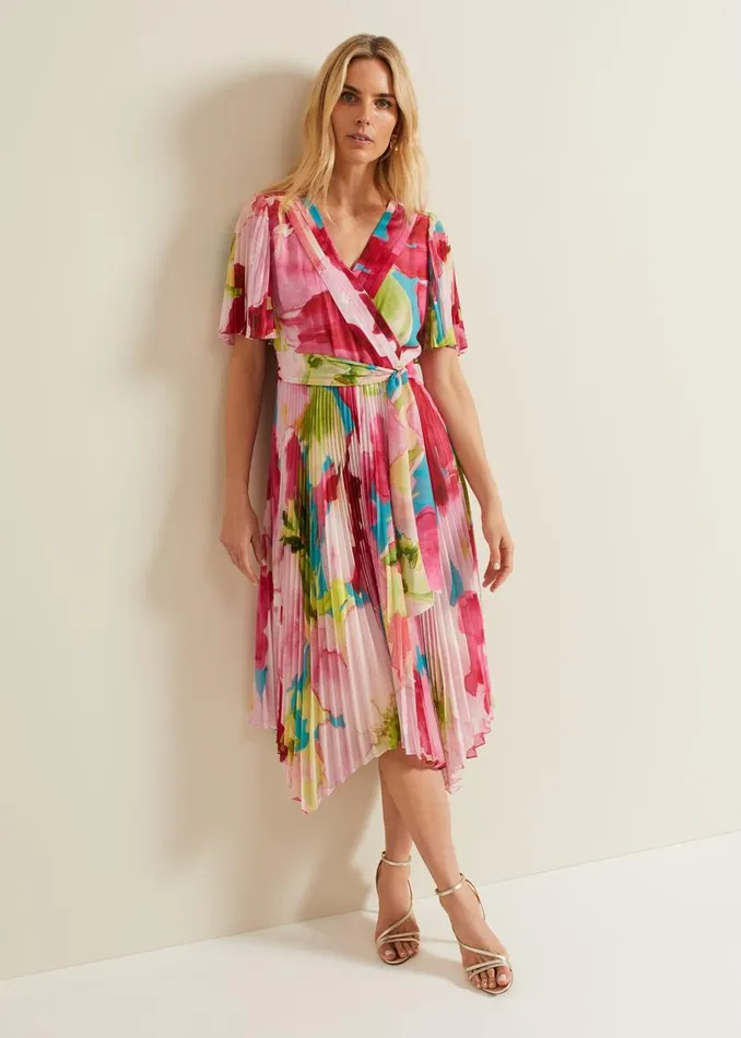 Phase Eight Dresses Kendall Floral Pleat Midi Dress Multicoloured 8211 Women