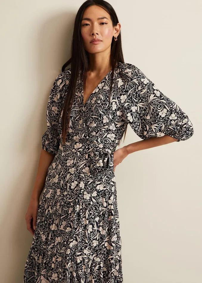 Phase Eight Dresses Kezia Floral Wrap Midi Dress Multicoloured 8211 Women