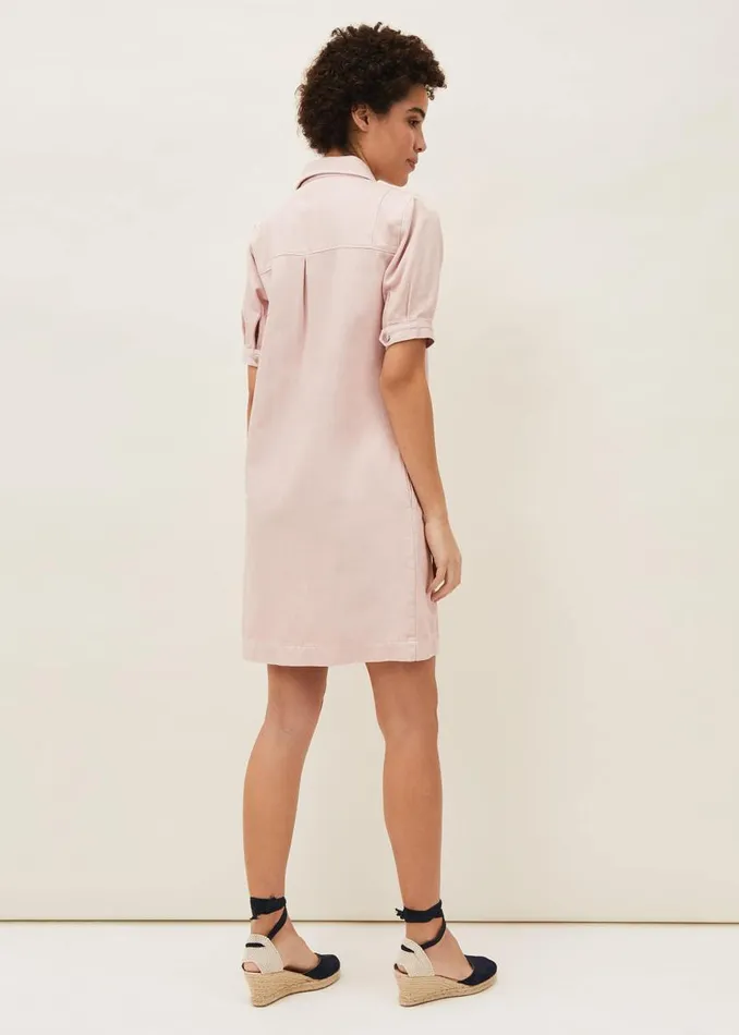 Phase Eight Dresses Kiah Puff Sleeve Denim Dress Pale Pink 8211 Women