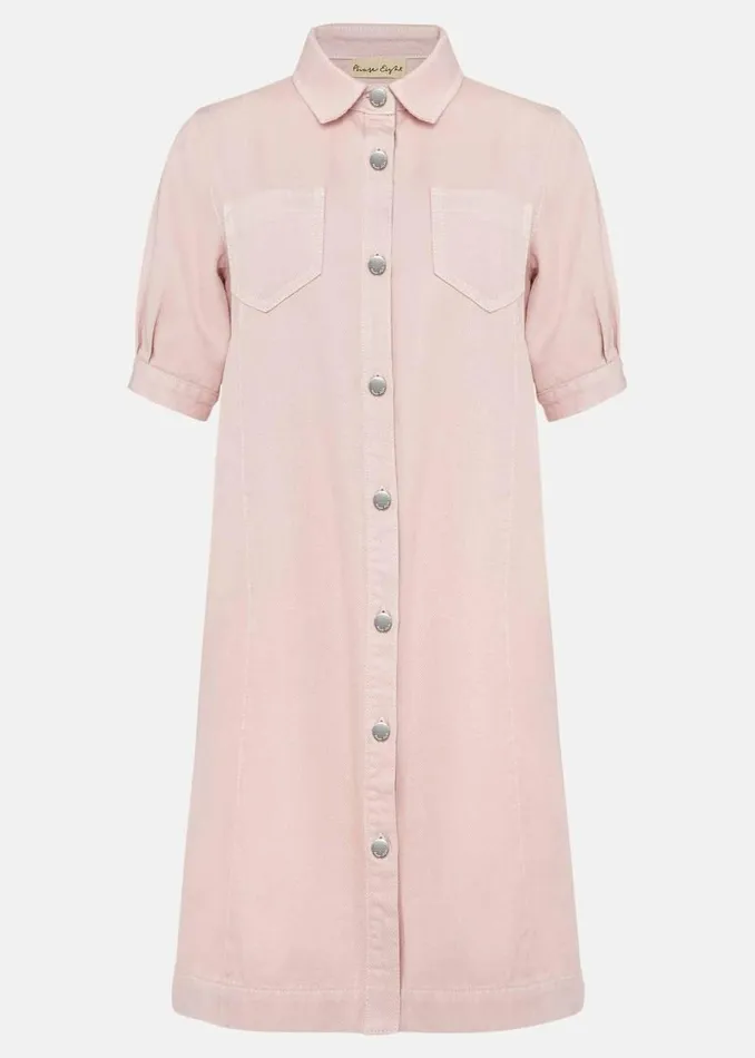 Phase Eight Dresses Kiah Puff Sleeve Denim Dress Pale Pink 8211 Women