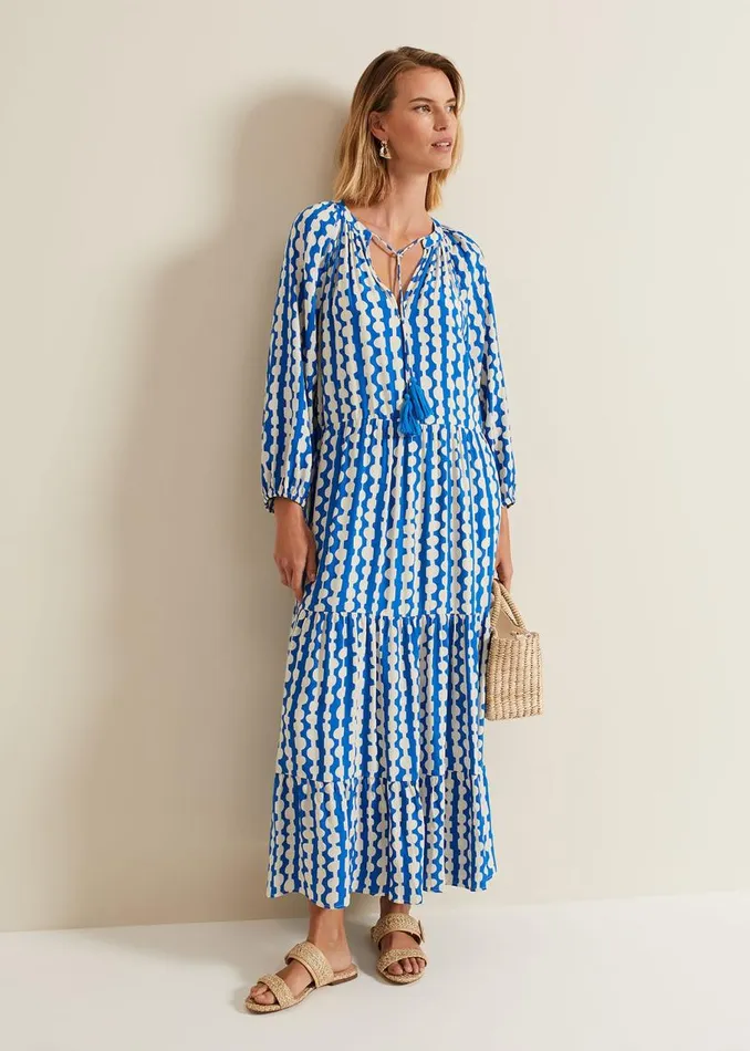 Phase Eight Dresses Lara Midaxi Dress Blueivory 8211 Women