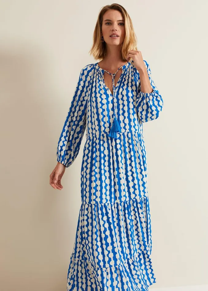 Phase Eight Dresses Lara Midaxi Dress Blueivory 8211 Women