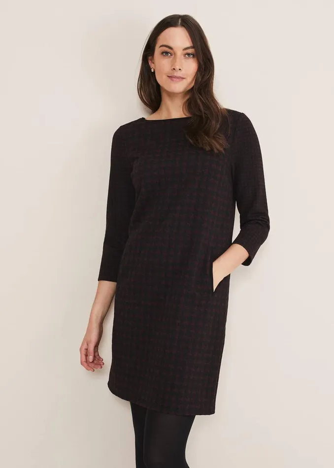 Phase Eight Dresses Lenia Check Dress Blackpewter 8211 Women