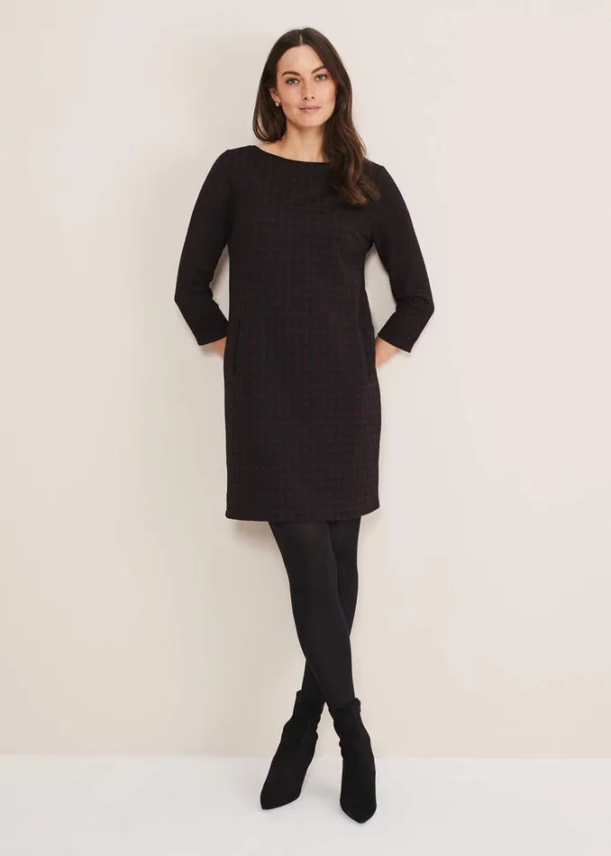 Phase Eight Dresses Lenia Check Dress Blackpewter 8211 Women