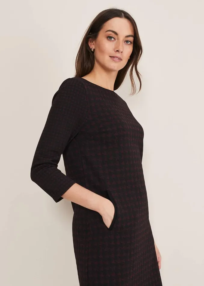 Phase Eight Dresses Lenia Check Dress Blackpewter 8211 Women