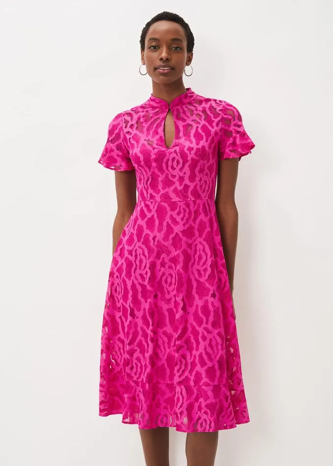 Phase Eight Dresses Lulu Lace Midi Dress Magenta Pink 8211 Women