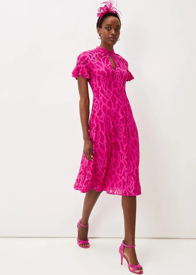 Phase Eight Dresses Lulu Lace Midi Dress Magenta Pink 8211 Women