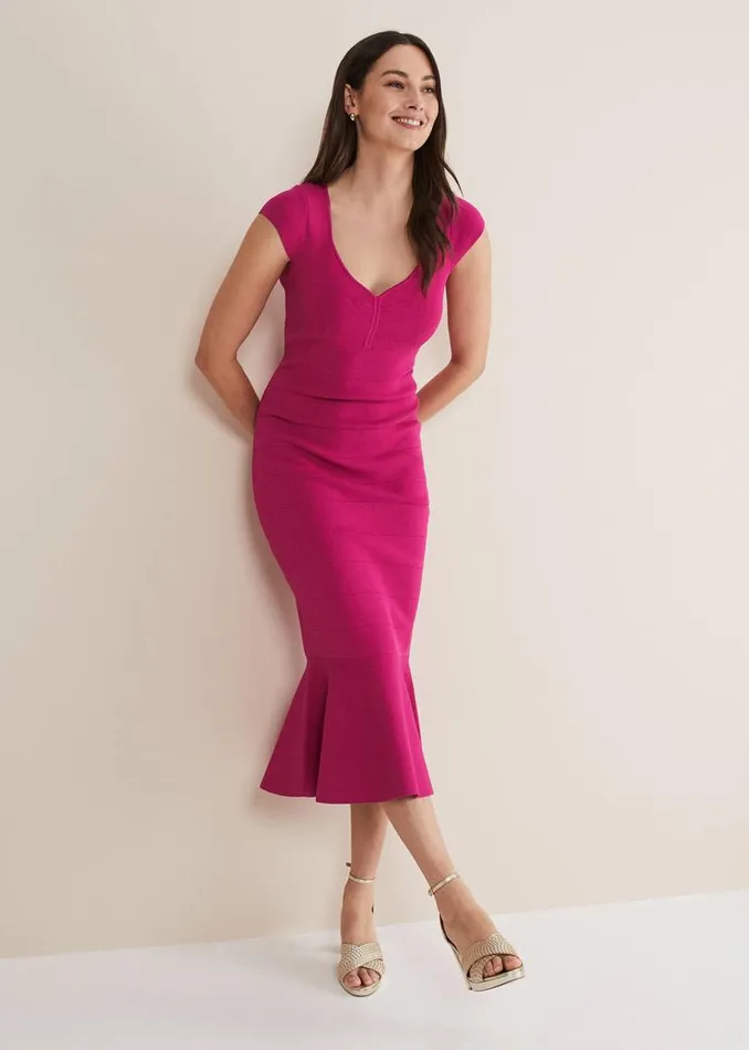 Phase Eight Dresses Martha Bandage Midi Dress Magenta 8211 Women