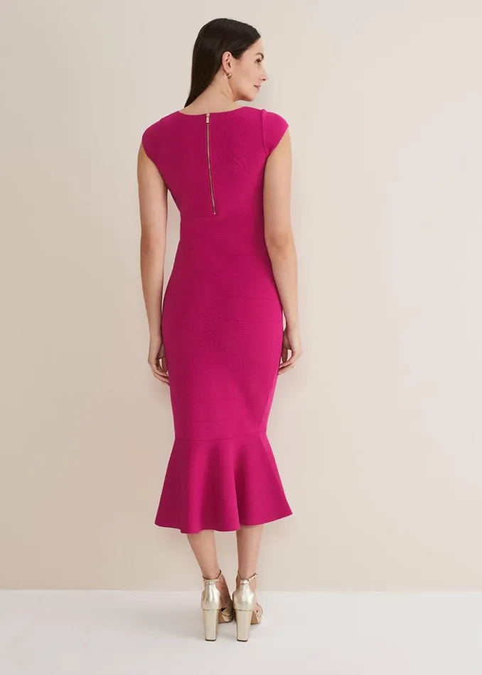 Phase Eight Dresses Martha Bandage Midi Dress Magenta 8211 Women