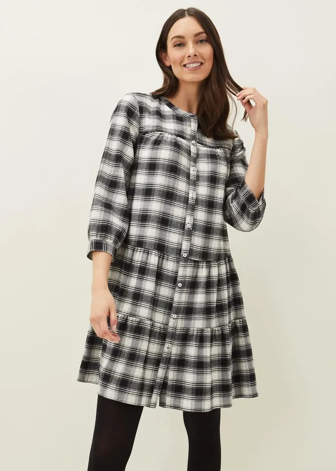 Phase Eight Dresses Meriah Check Swing Dress Blackivory 8211 Women