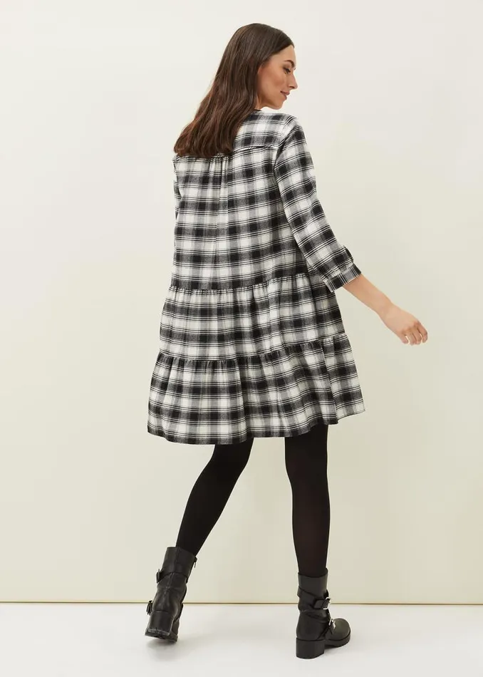 Phase Eight Dresses Meriah Check Swing Dress Blackivory 8211 Women