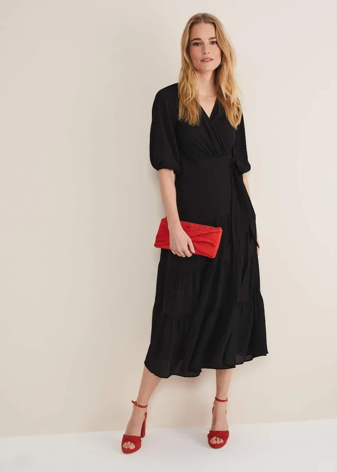 Phase Eight Dresses Morven Black Wrap Midi Dress Black 8211 Women