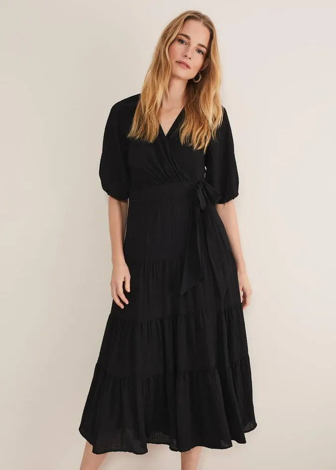 Phase Eight Dresses Morven Black Wrap Midi Dress Black 8211 Women